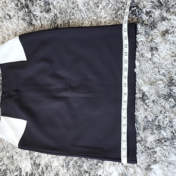 New Liz Claiborne Skirt Black White Stretch Knit Pull On Straight Pencil Size M - Picture 3 of 4